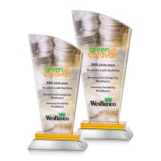 Hansen Full Color Amber Peaks Crystal Award - Awards and Trophies