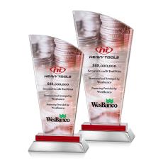 Hansen Full Color Red Peaks Crystal Award - Awards and Trophies
