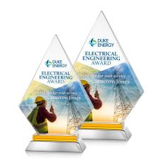 Valhalla Full Color Amber Diamond Crystal Award - Diamond Awards