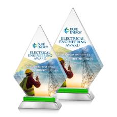 Valhalla Full Color Green Diamond Crystal Award - Diamond Awards