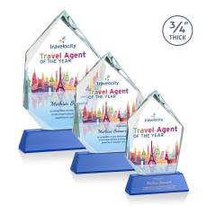 Deerhurst Ice Peak Full Color Blue on Newhaven Peaks Crystal Award - Awards and Trophies