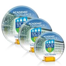 Bowie Full Color Amber Circle Crystal Award - Awards and Trophies