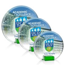 Bowie Full Color Green Circle Crystal Award - Awards and Trophies