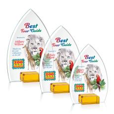 Aylin Full Color Amber Peaks Crystal Award - Full Color Imprint