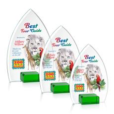 Aylin Full Color Green Peaks Crystal Award - Awards and Trophies