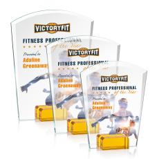 Lola Full Color Amber Peaks Crystal Award - Full Color Imprint