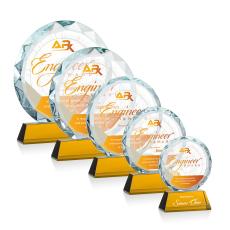Stratford Full Color Amber Circle Crystal Award - Full Color Imprint