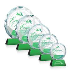Stratford Full Color Green Circle Crystal Award - Full Color Imprint