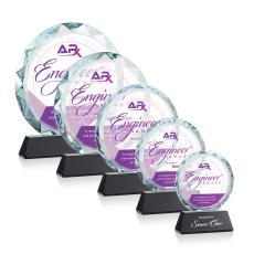 Stratford Full Color Black Circle Crystal Award - Full Color Imprint