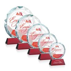 Stratford Full Color Red Circle Crystal Award - Full Color Imprint