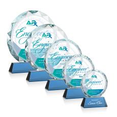Stratford Full Color Sky Blue Circle Crystal Award - Full Color Imprint
