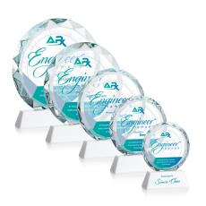 Stratford Full Color White Circle Crystal Award - Full Color Imprint