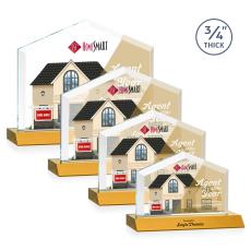 Micasa Full Color Amber Peaks Crystal Award - Full Color Imprint