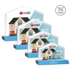 Micasa Full Color Sky Blue Peaks Crystal Award - Full Color Imprint