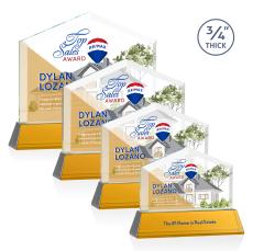 Micasa Full Color Amber on Newhaven Peaks Crystal Award - Full Color Imprint