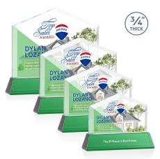 Micasa Full Color Green on Newhaven Peaks Crystal Award - Full Color Imprint