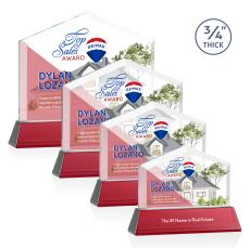 Micasa Full Color Red on Newhaven Peaks Crystal Award - Full Color Imprint