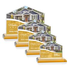 Domicile Full Color Amber Peaks Crystal Award - Full Color Imprint
