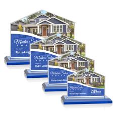 Domicile Full Color Blue Peaks Crystal Award - Full Color Imprint