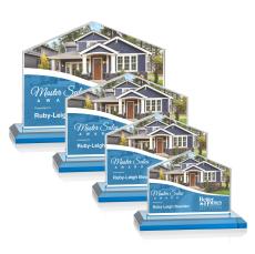 Domicile Full Color Sky Blue Peaks Crystal Award - Full Color Imprint