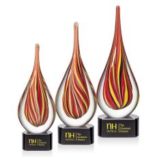Barletta Tear Drop on Black Base Glass Award - Art Glass Awards
