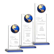 Arden Blue/Gold Globe Crystal Award - Crystal Awards
