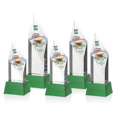 Vertex Full Color Green on Base Diamond Crystal Award - Full Color Imprint