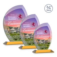 Wichita Full Color Amber Flame Crystal Award - Full Color Imprint