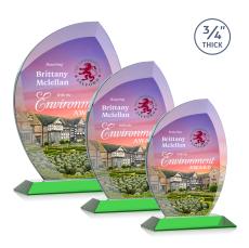 Wichita Full Color Green Flame Crystal Award - Full Color Imprint