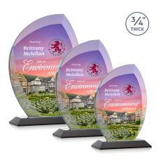 Wichita Full Color Black Flame Crystal Award - Full Color Imprint