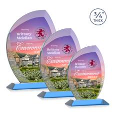 Wichita Full Color Sky Blue Flame Crystal Award - Full Color Imprint