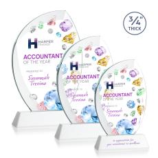 Wichita Full Color White on Newhaven Base Flame Crystal Award - Full Color Imprint