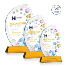 Wichita Full Color Amber on Newhaven Base Flame Crystal Award - Full Color Imprint