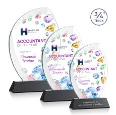 Wichita Full Color Black on Newhaven Base Flame Crystal Award - Full Color Imprint