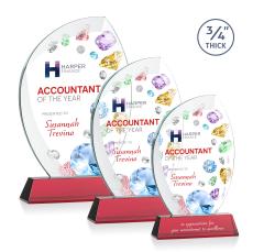 Wichita Full Color Red on Newhaven Base Flame Crystal Award - Full Color Imprint