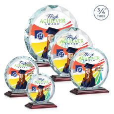 Centura Full Color Rosewood Circle Crystal Award - Full Color Imprint