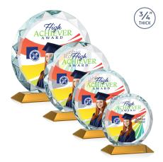 Centura Full Color Amber Circle Crystal Award - Full Color Imprint