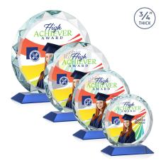 Centura Full Color Blue Circle Crystal Award - Full Color Imprint