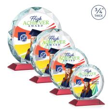 Centura Full Color Red Circle Crystal Award - Full Color Imprint