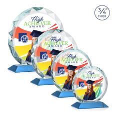 Centura Full Color Sky Blue Circle Crystal Award - Full Color Imprint