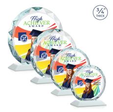Centura Full Color White Circle Crystal Award - Full Color Imprint