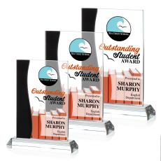 Landfield Full Color Black Rectangle Crystal Award - Full Color Imprint