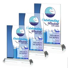 Landfield Full Color Blue Rectangle Crystal Award - Full Color Imprint