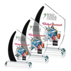 Hausner Full Color Black Peaks Crystal Award - Full Color Imprint