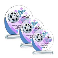 Gedding Full Color Blue Circle Crystal Award - Full Color Imprint