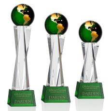 Havant Green/Gold Globe Crystal Award - Crystal Awards