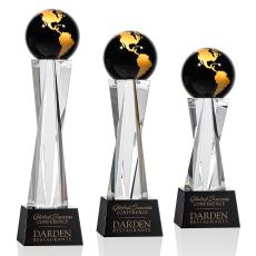 Havant Black/Gold Globe Crystal Award - Awards and Trophies