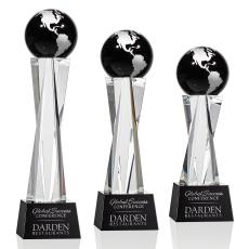 Havant Black/Silver Globe Crystal Award - Crystal Awards