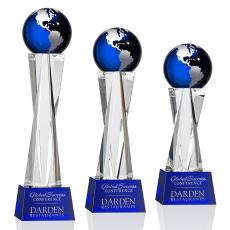 Havant Blue/Silver Globe Crystal Award - Crystal Awards