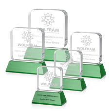 Flamborough Green on Base Square / Cube Crystal Award - Desktop Awards